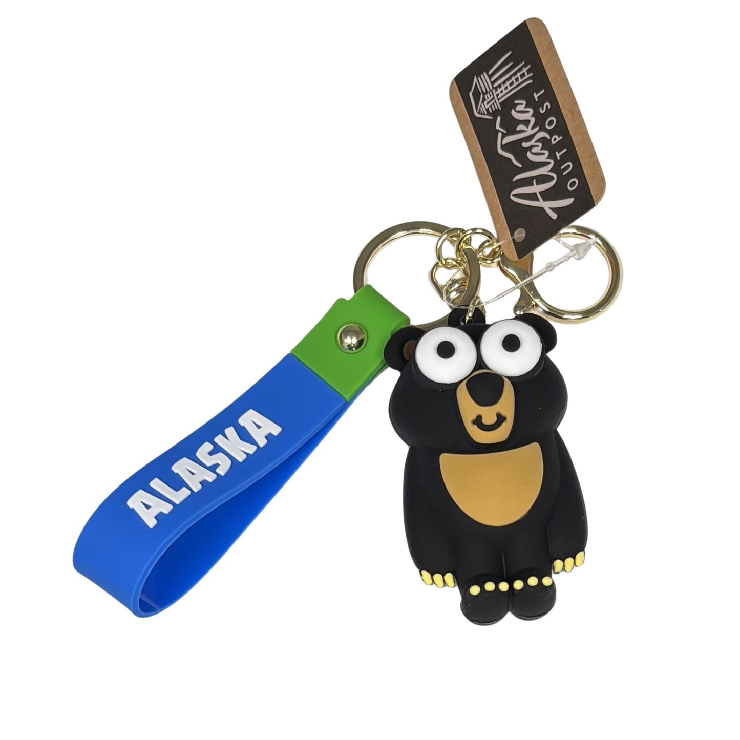 Keychain with bear design and Alaska strap on a white background