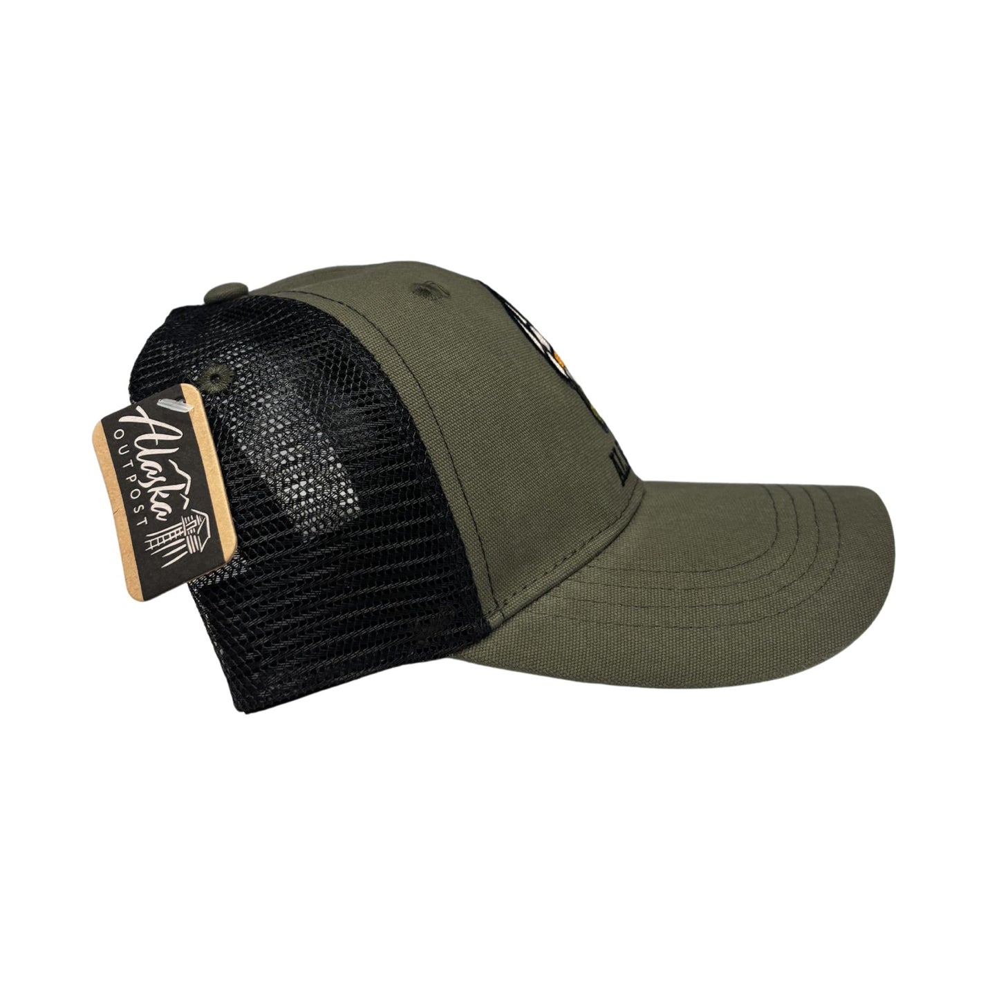 Green cap with black mesh back 