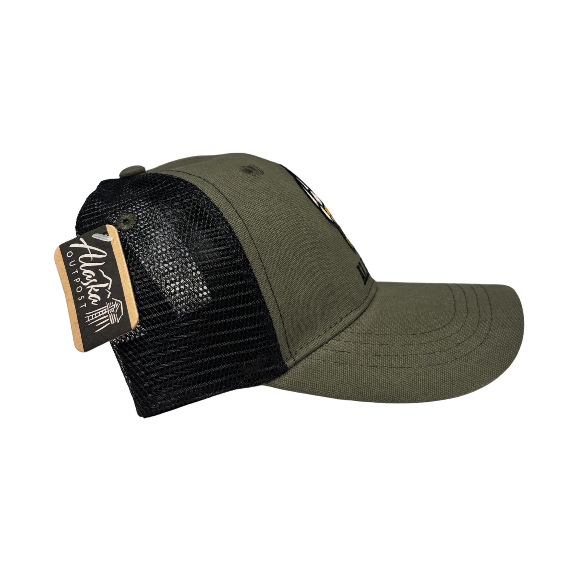 Green cap with black mesh back 
