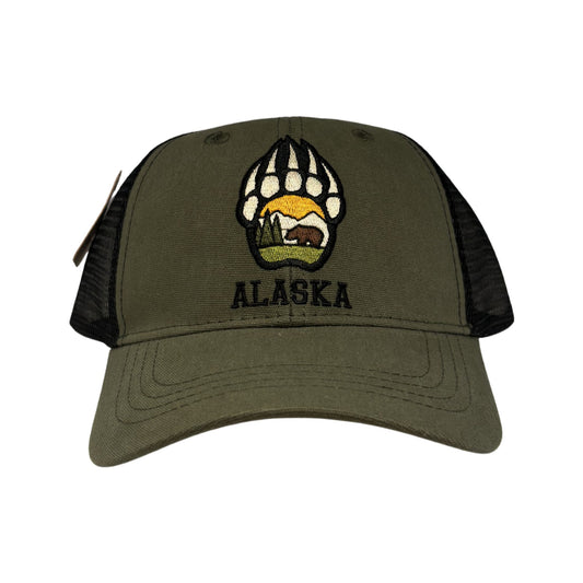 Green cap with bear paw and 'Alaska' text 