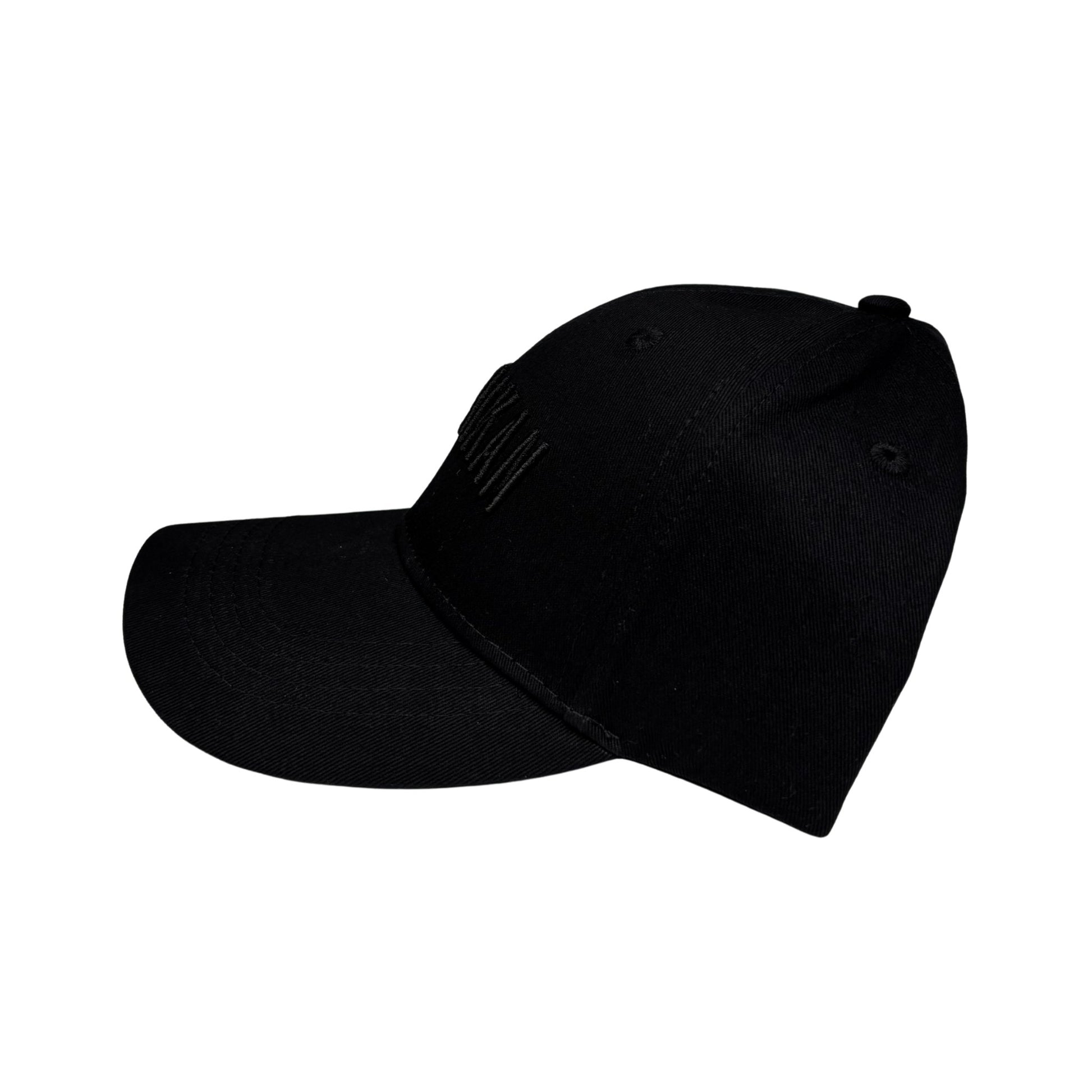 Black baseball cap on a white background