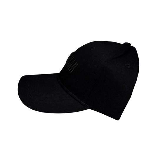 Black baseball cap on a white background