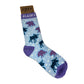 Sock with moose and bear designs, labeled 'Alaska'.