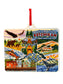 Decorative ornament with Ketchikan, Alaska-themed artwork featuring nature and city elements.
