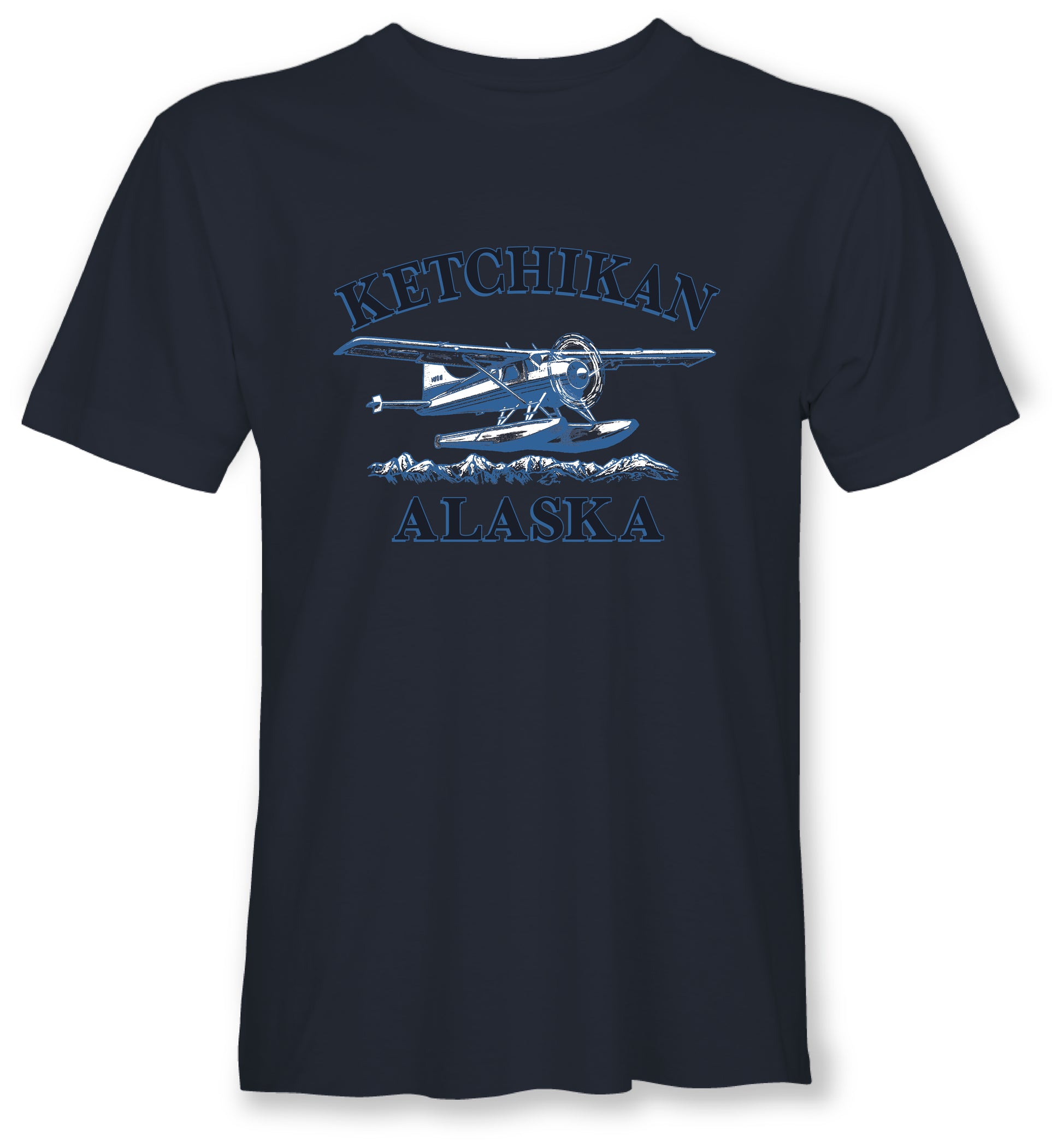 Float plane design with "Ketchikan Alaska" Text on t-shirt on white background
