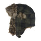 Green plaid hat with fur trim on a white background