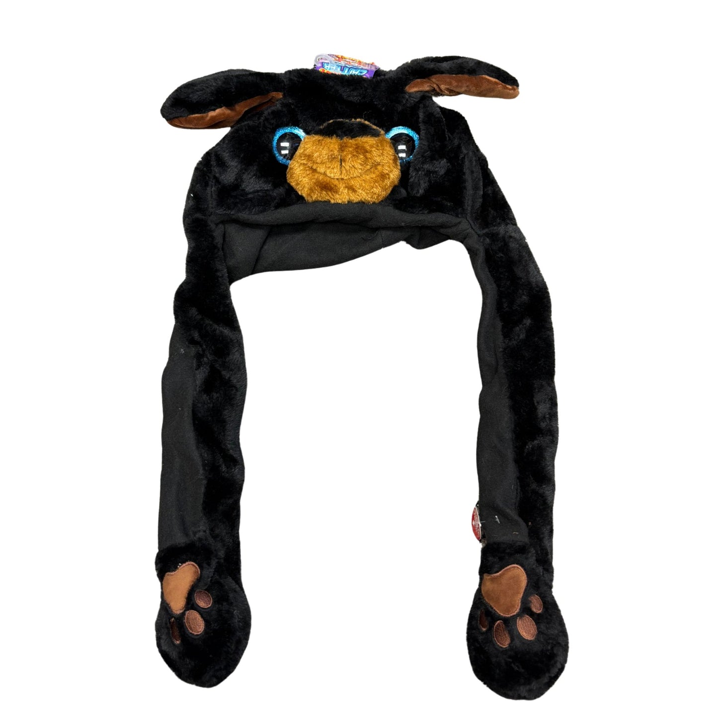 Black bear-shaped plush hat 