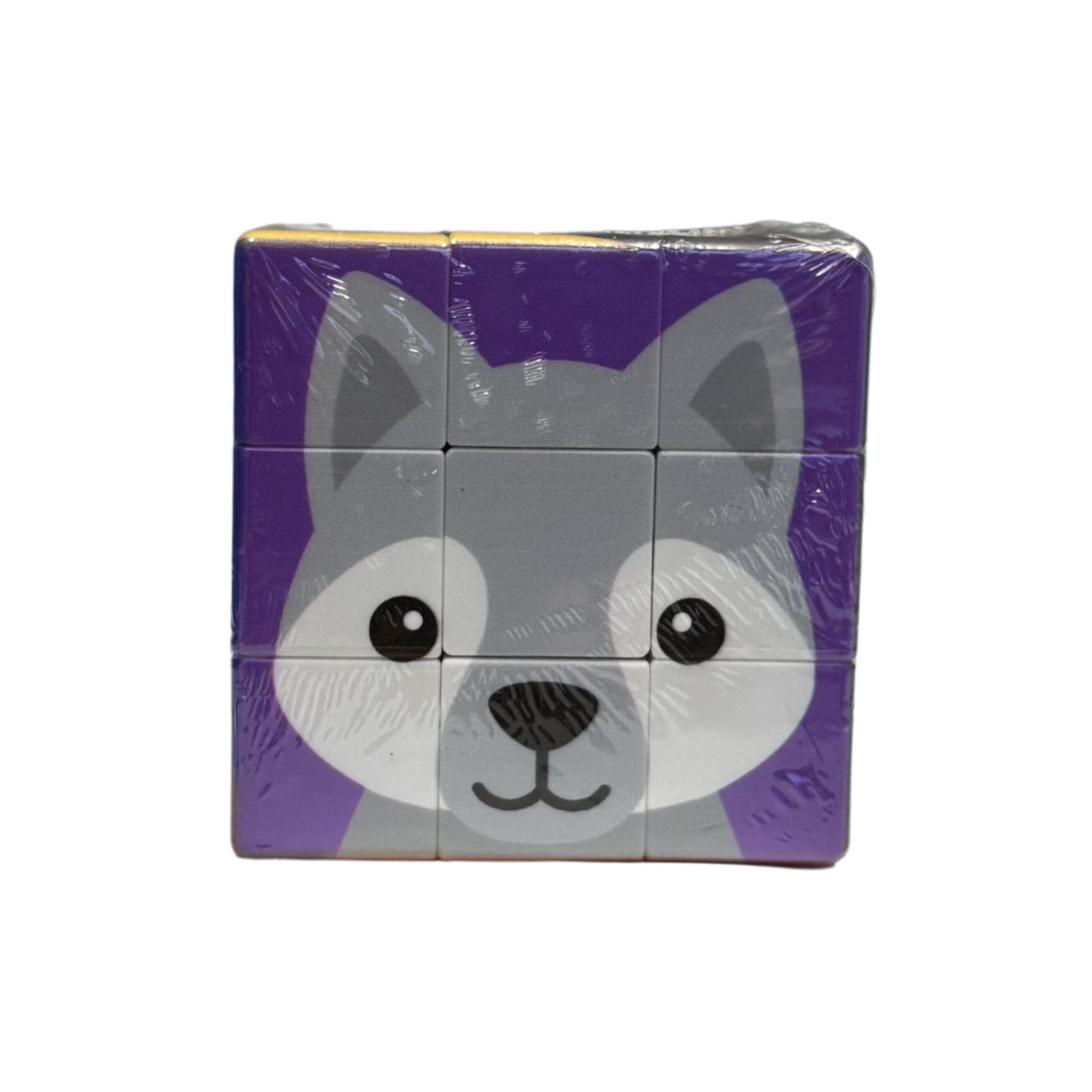Puzzle cube with a wolf design 