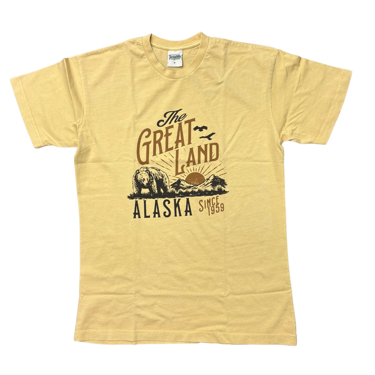 T-shirt with 'The Great Land Alaska Since 1959' graphic design 