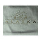 Close-up detail of green alaska crewneck