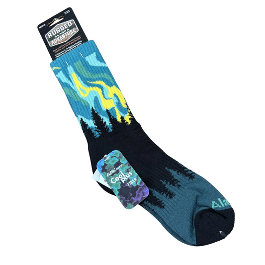 Colorful sock with nature design on a white background
