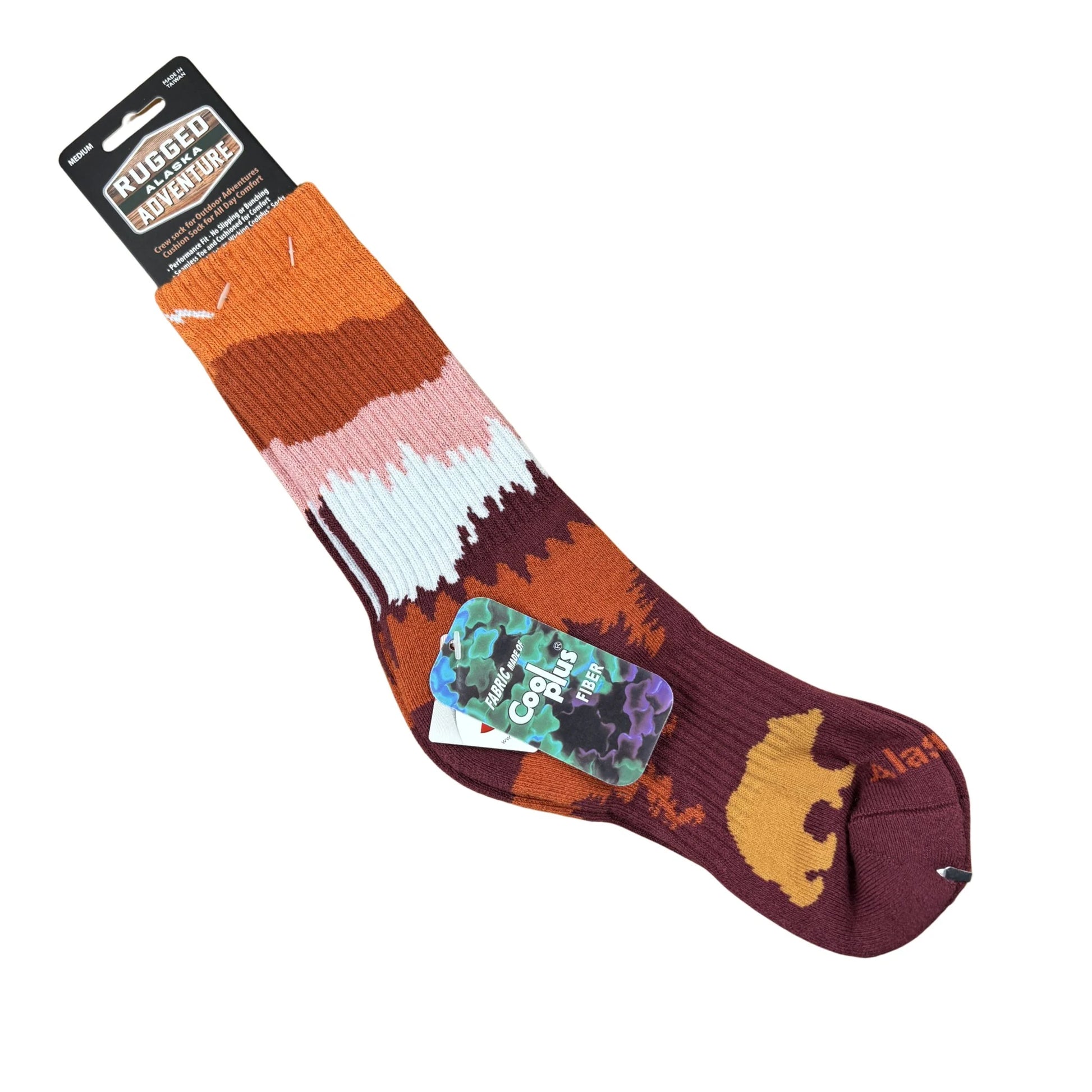 Multicolored socks with a bear graphic
