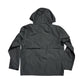 Back of black rain jacket