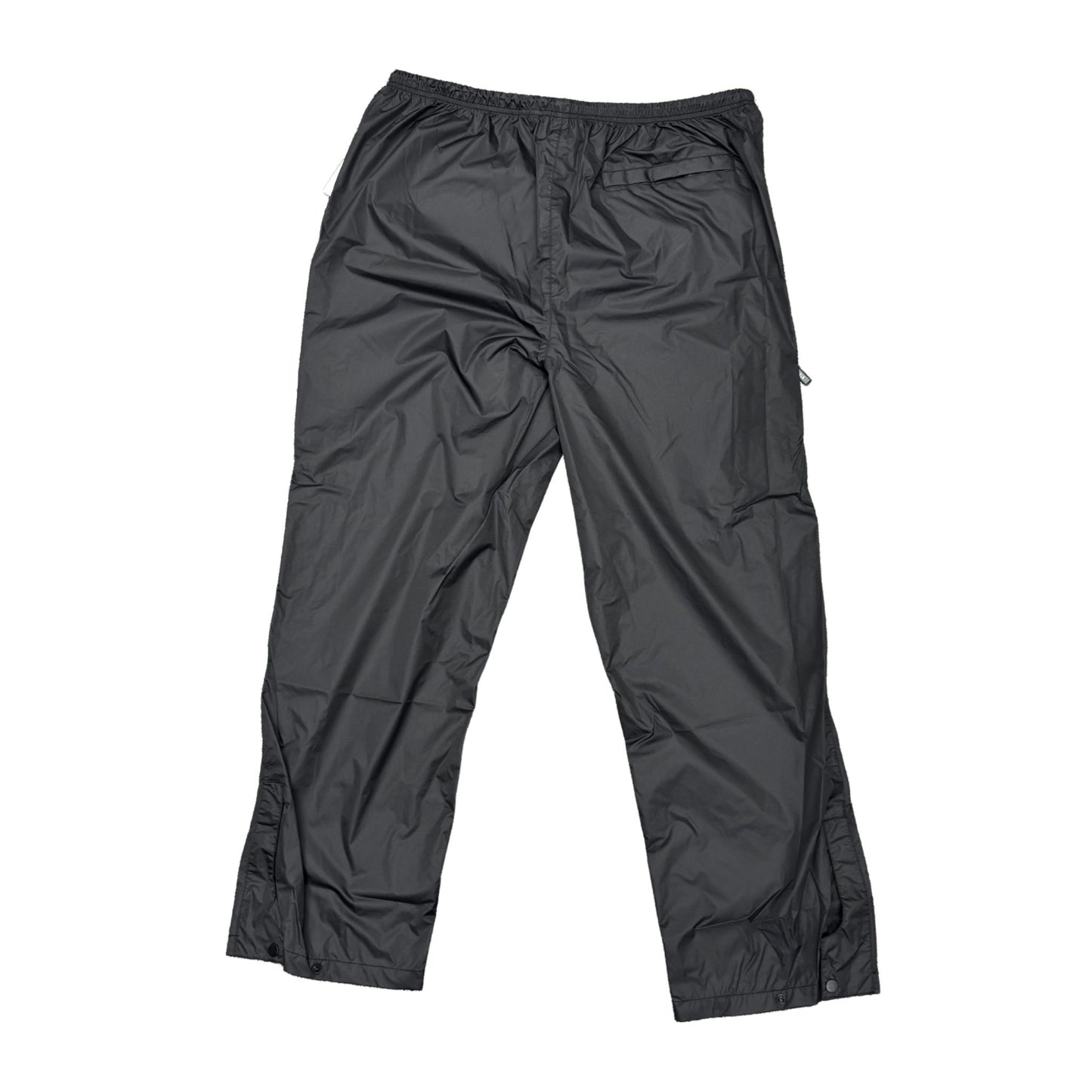 Black rain pants on a white background