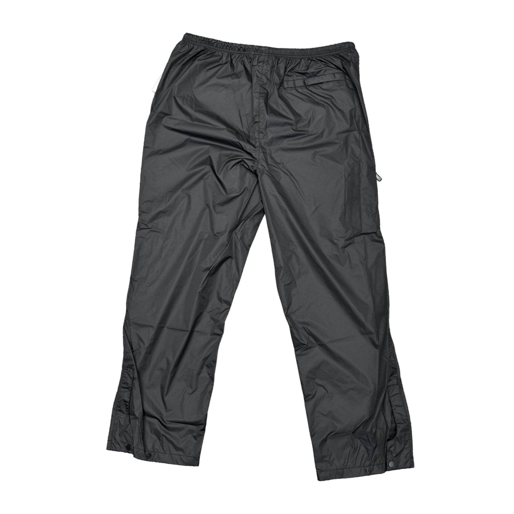 Black rain pants on a white background