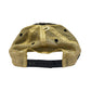 Gold mesh cap with black strap on a white background
