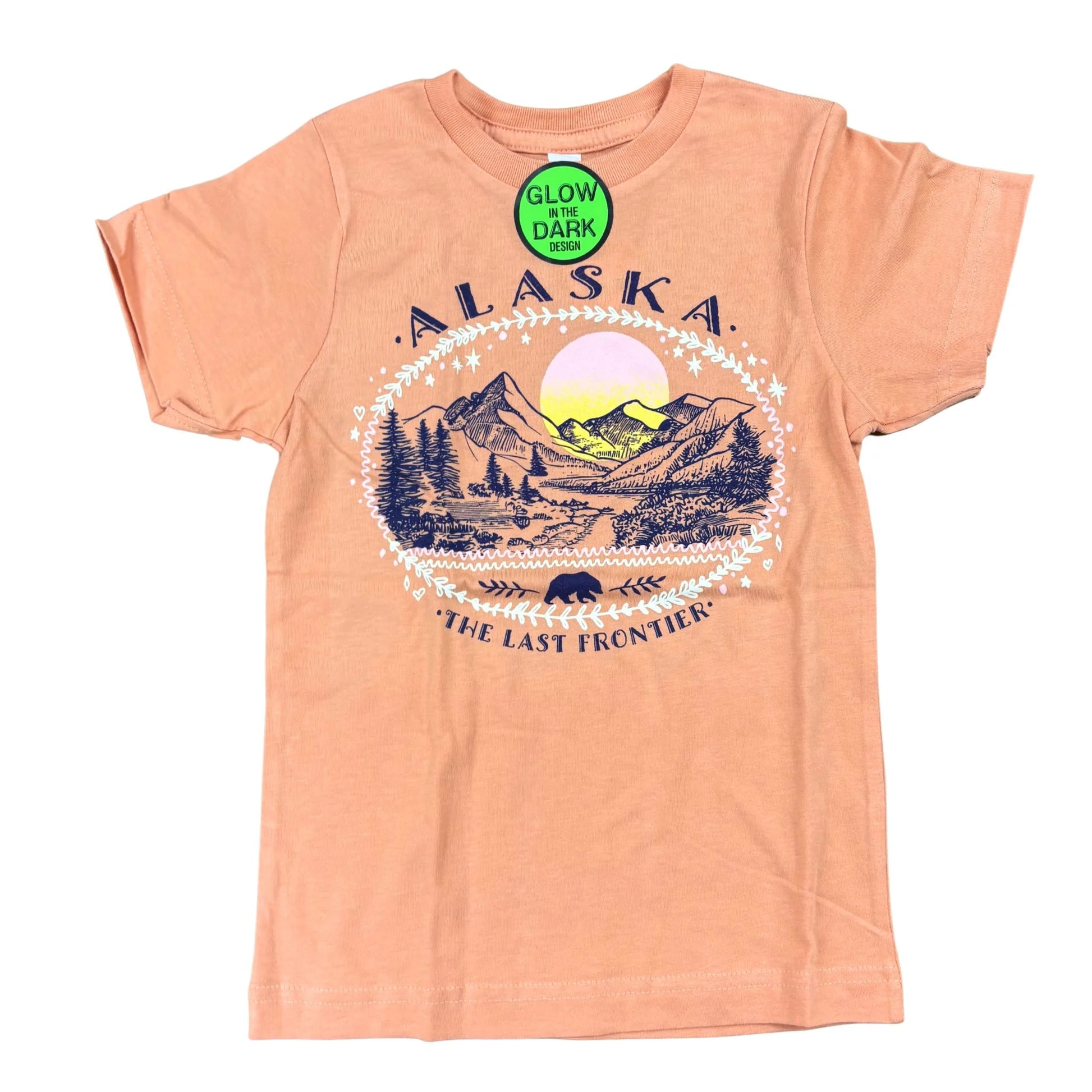 Peach t-shirt with Alaska graphic design 