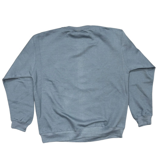 Back of blue sweatshirt