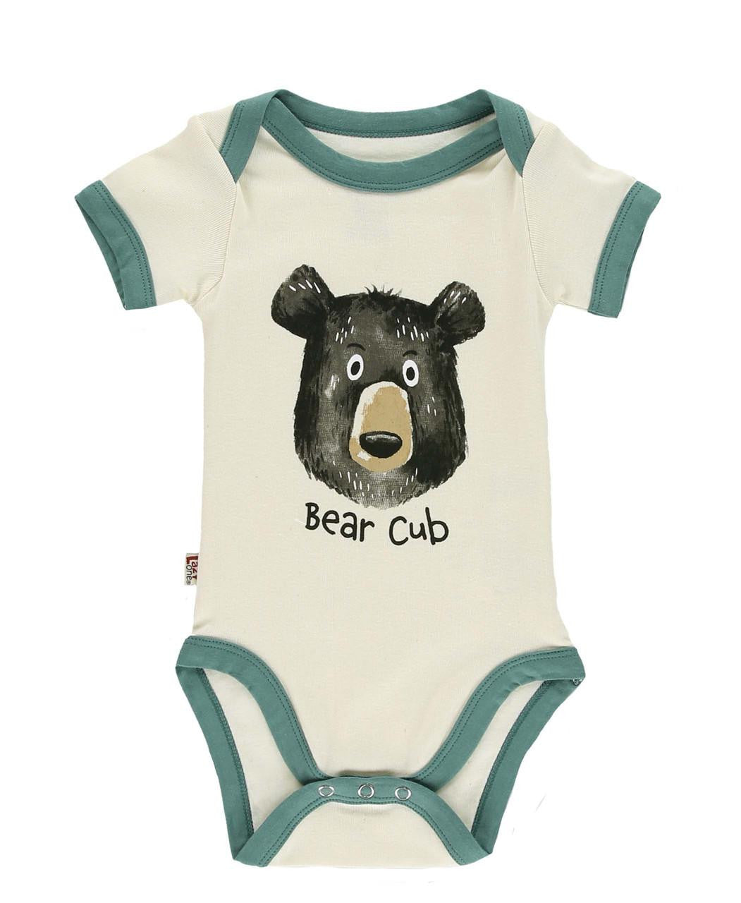 Baby onesie with bear illustration and 'Bear Cub' text on a white background