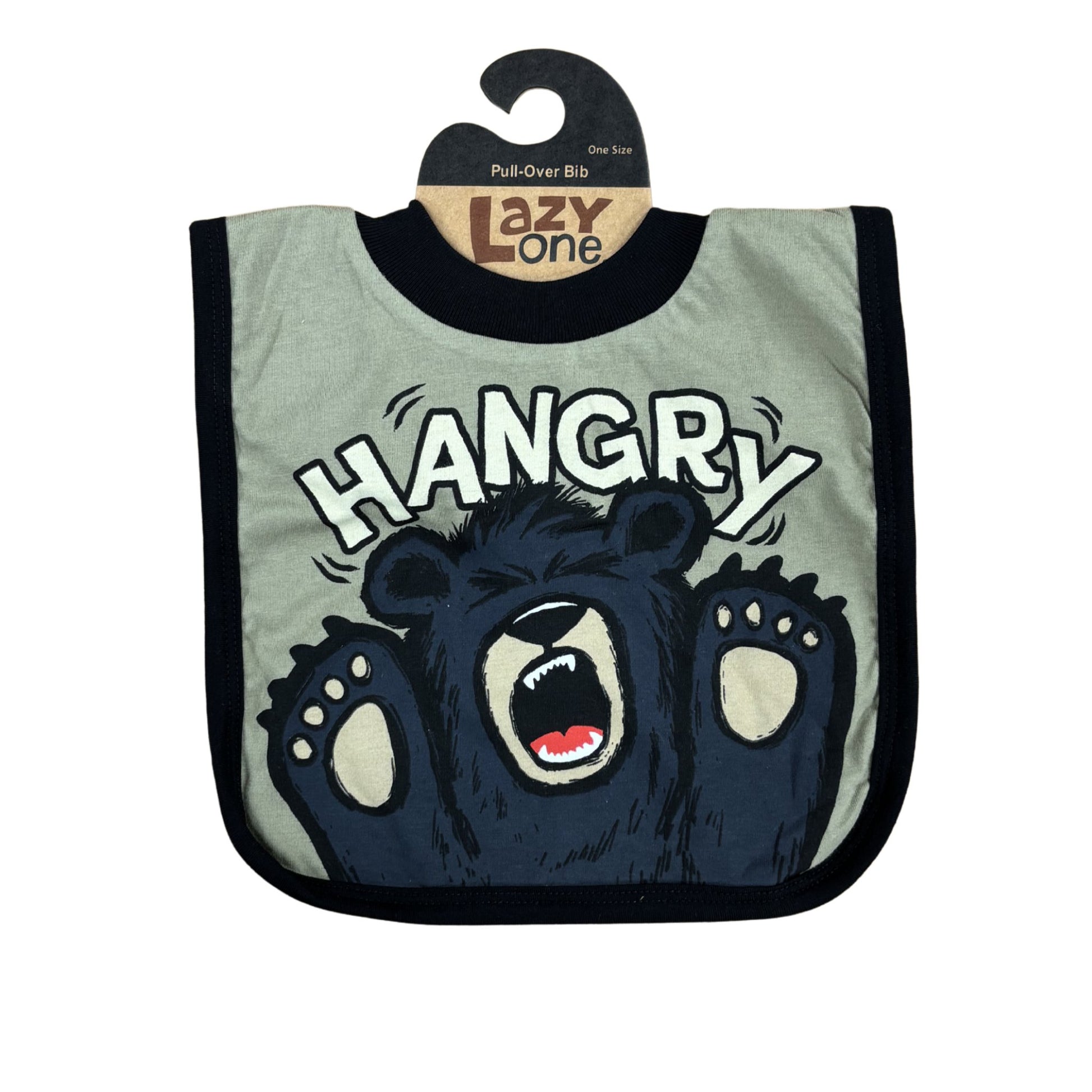 Infant pullover bib with "Hangry" text with a bear graphic