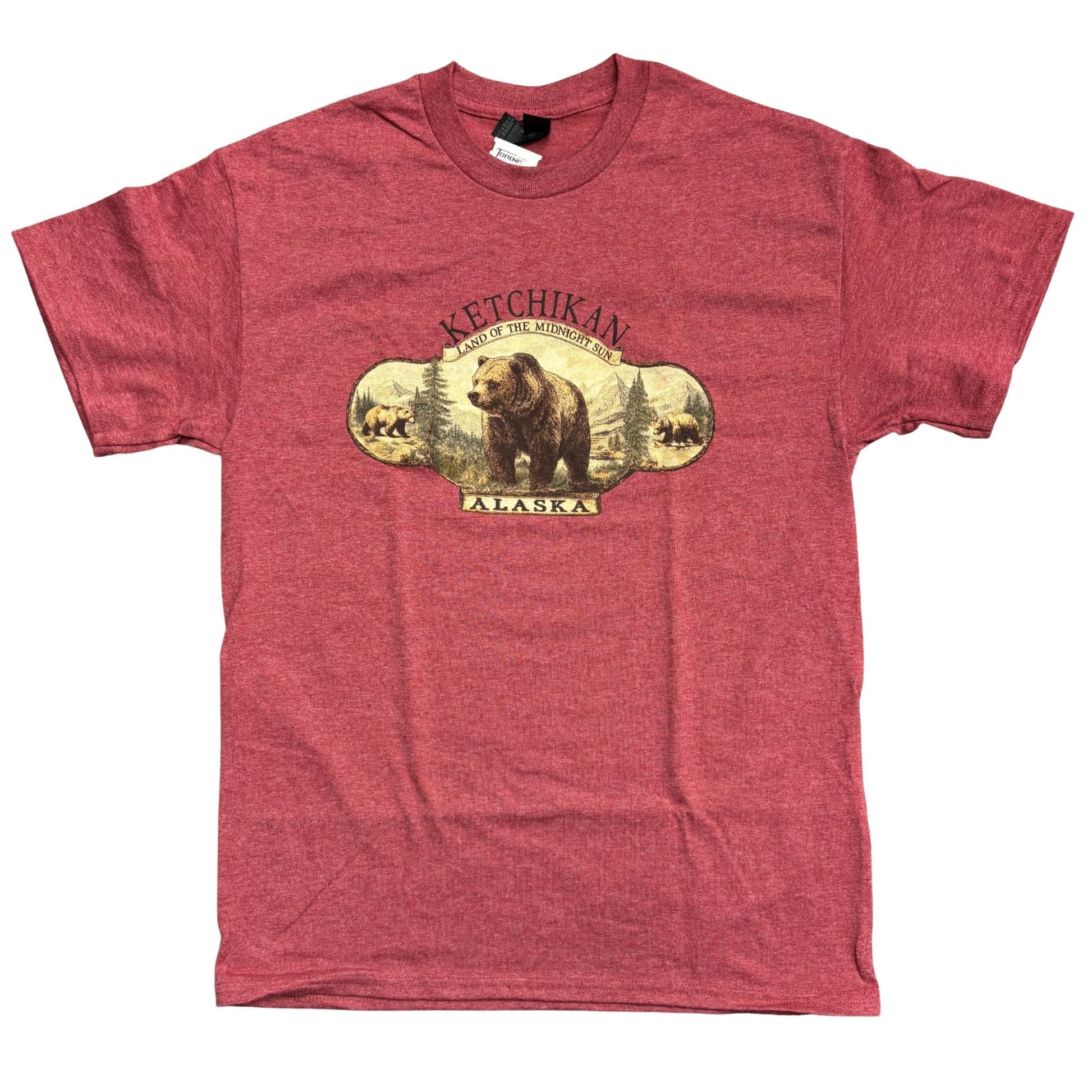 Cardinal Heather Ketchikan Alaska Tee with Bear Graphic