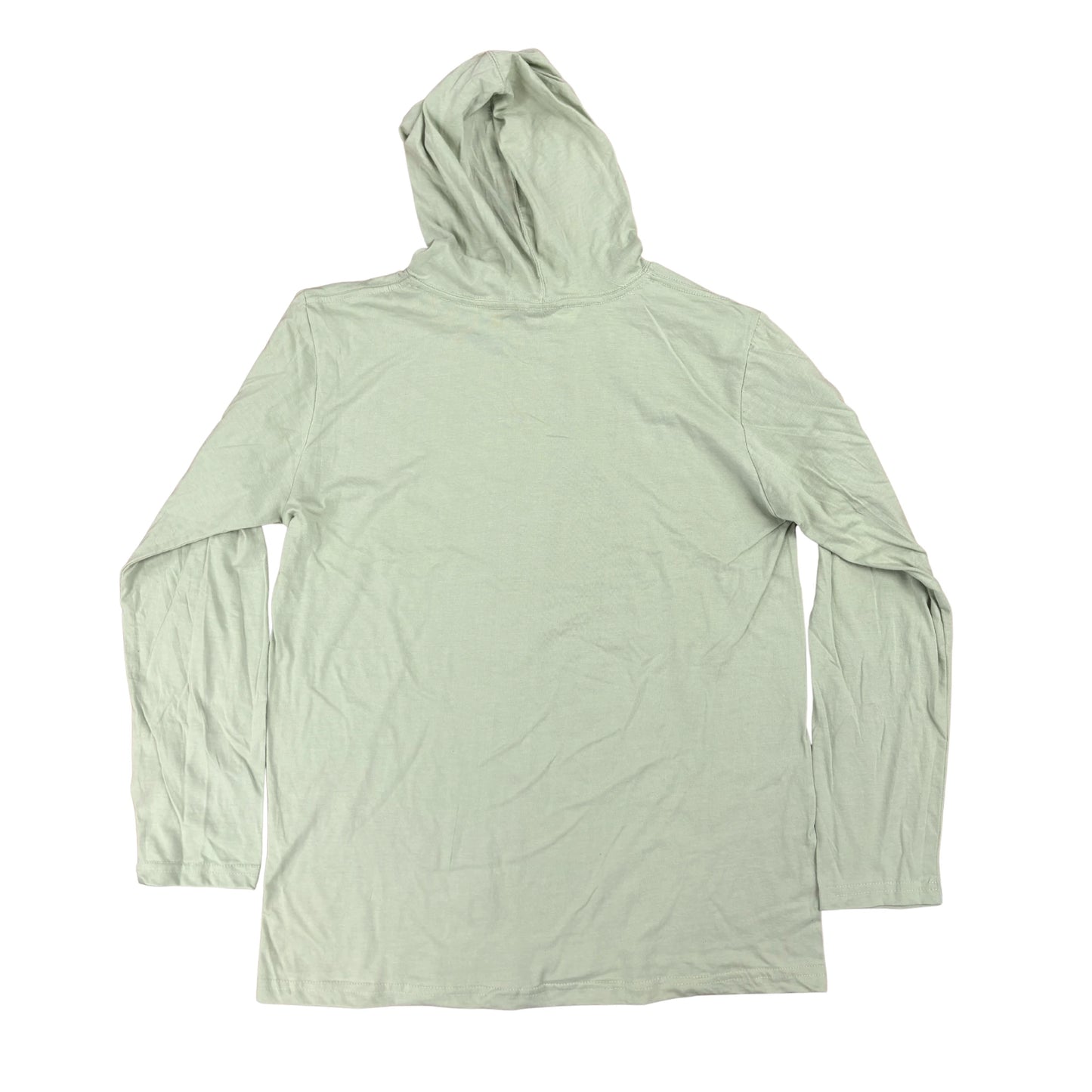 Light green hooded long sleeve on a white background