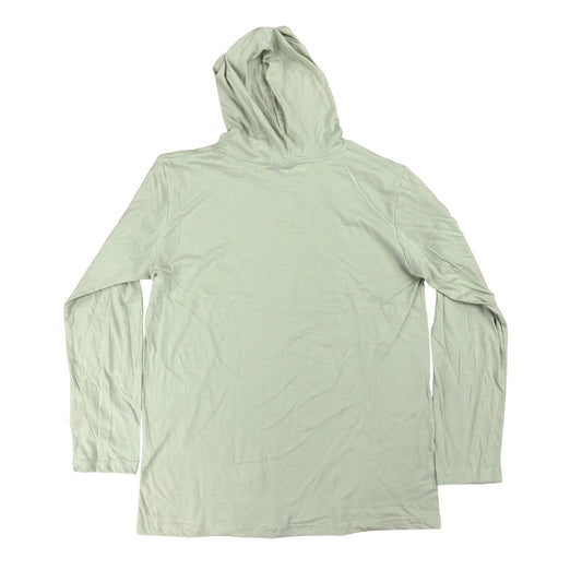 Light green hooded long sleeve on a white background