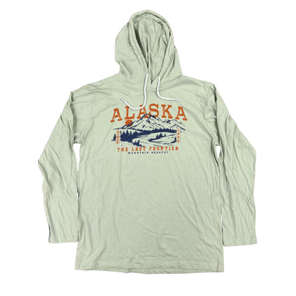 Light green hoodie with 'Alaska' and mountain graphic on a white background