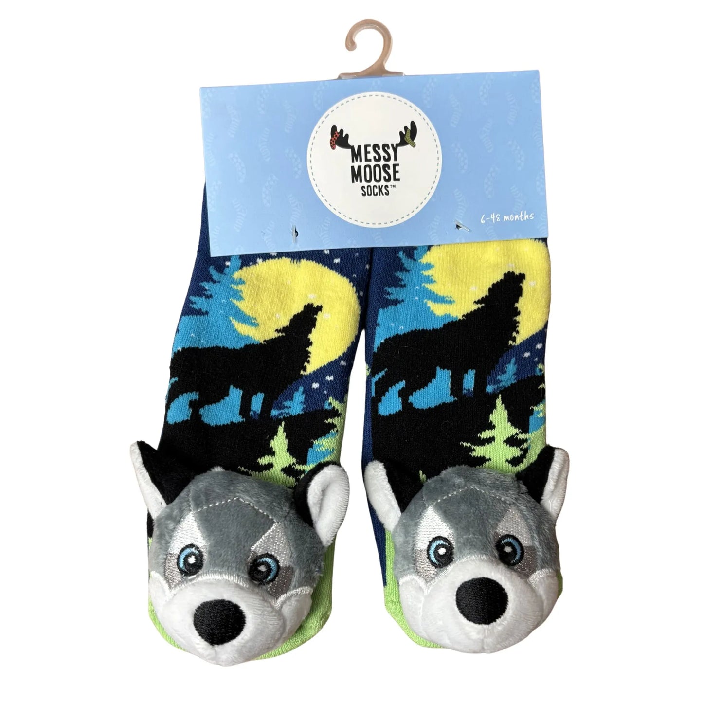 Infants socks with wolf design