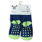 Pair of blue socks with green accents 