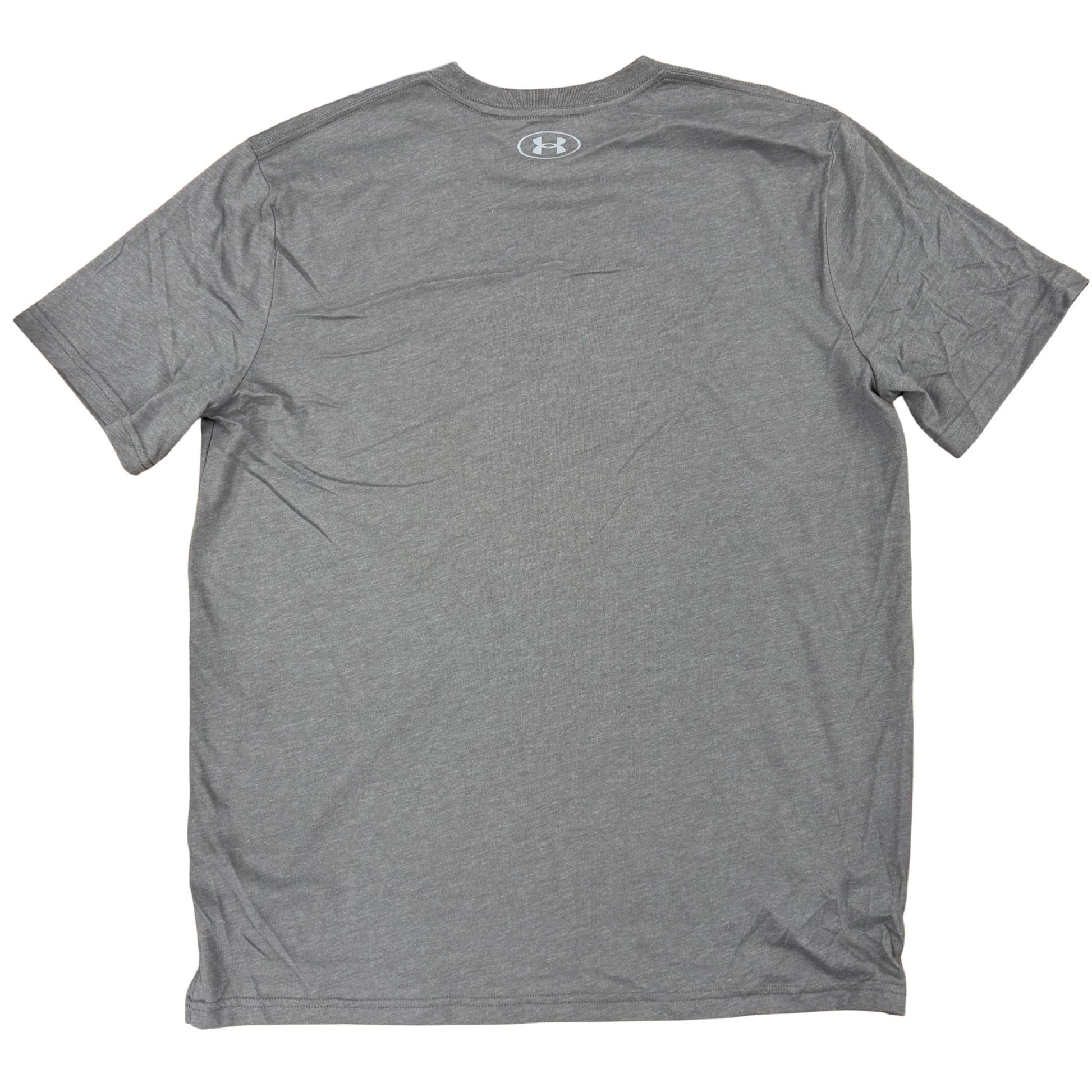 Gray t-shirt with Under Armour logo on a white background