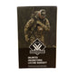 Product packaging with a person in camouflage gear and VIP Warranty logo.