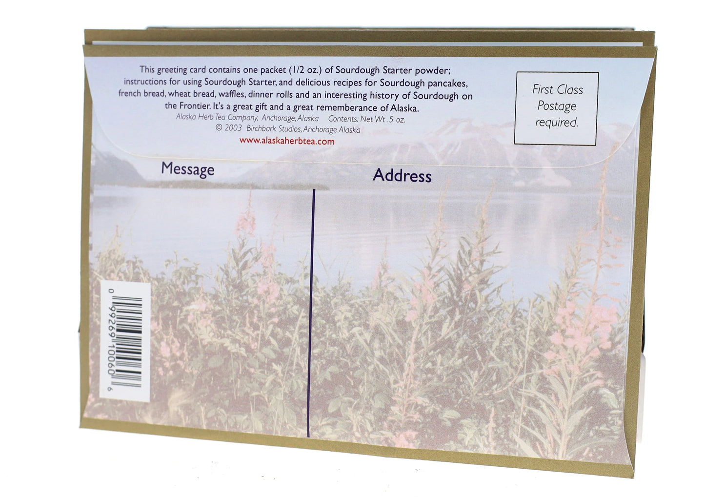 Back of sourdough starter packaging