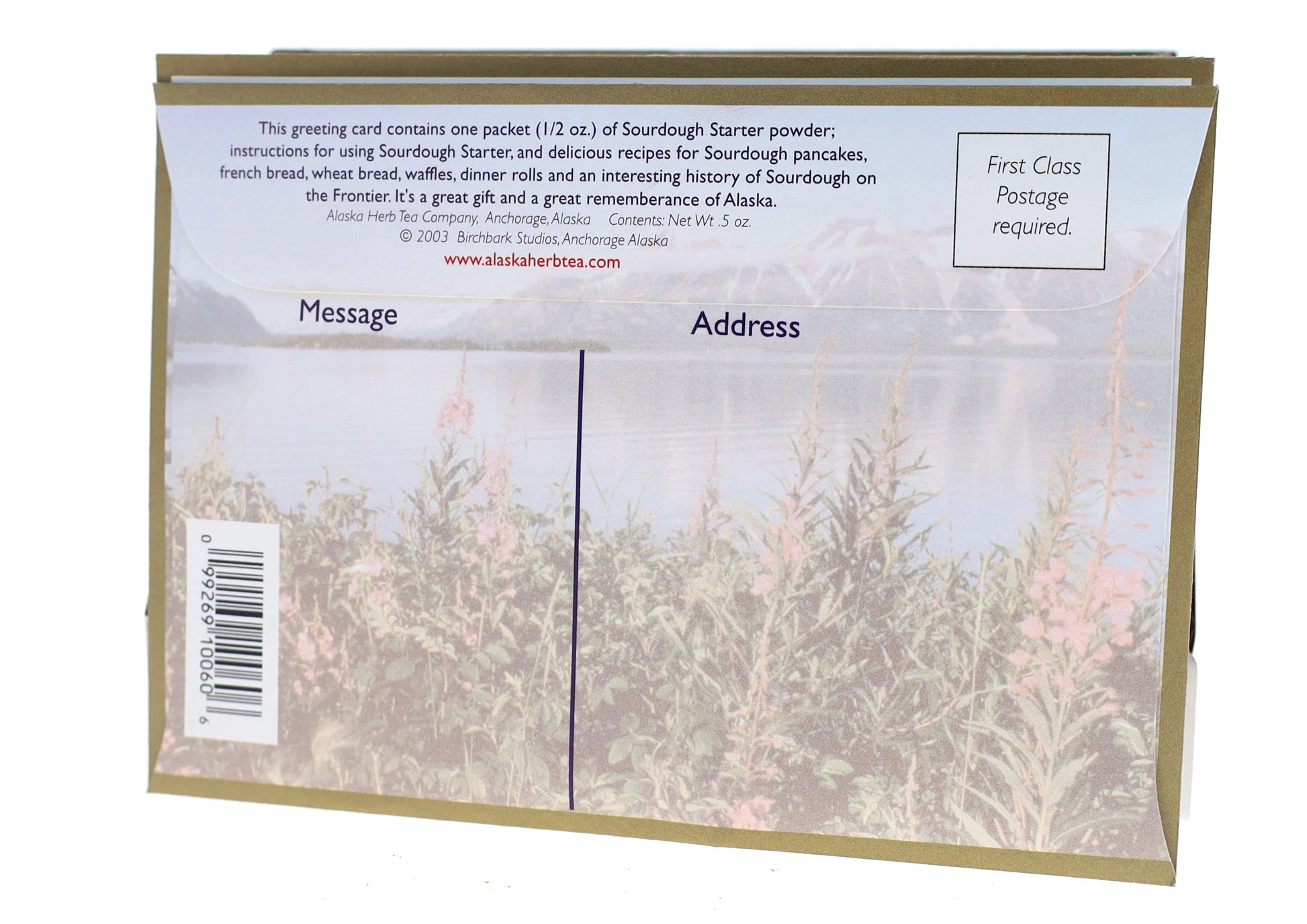 Back of sourdough starter packaging