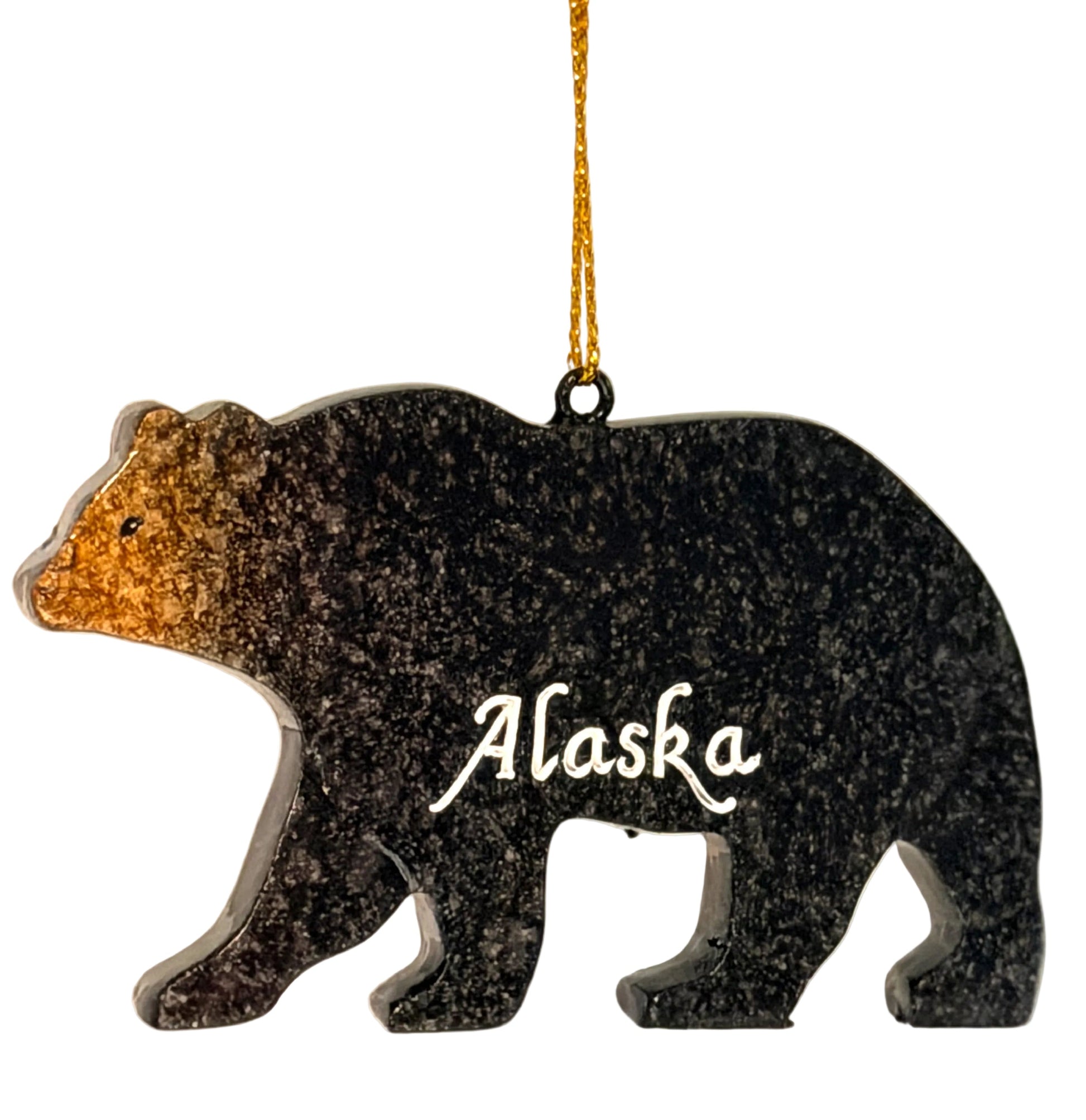 Bear-shaped ornament with 'Alaska' text