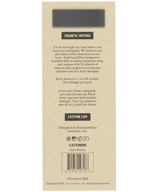 Back of a magnetic notepad packaging 