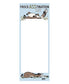 Notepad with cartoon donkeys and text 'ProcrASSINATION LIST' on a light blue background