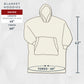 Measurement chart for a blanket hoodie showing length and torso dimensions.