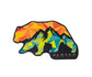 Colorful bear-shaped Alaska sticker with geometric design on a white background