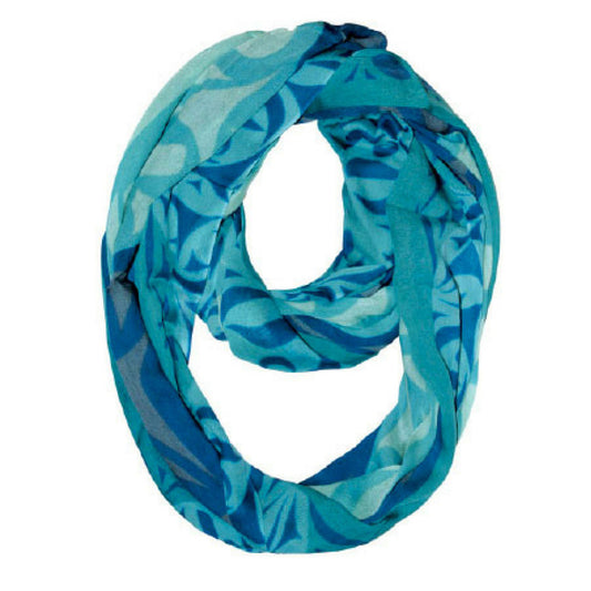 Blue patterned infinity scarf 