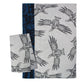 Set of tea towels with tribal eagle design on a white background