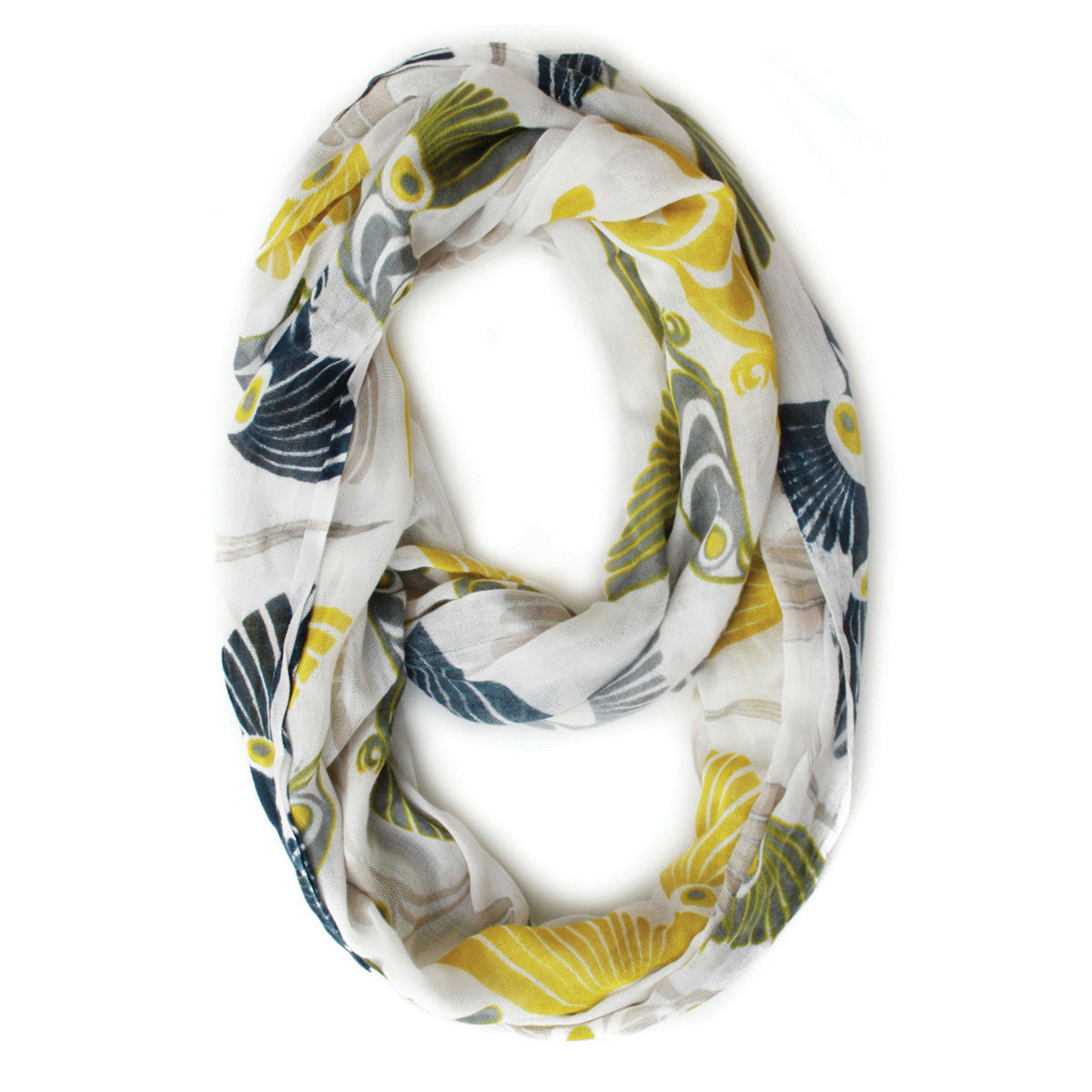 Infinity scarf with bird pattern