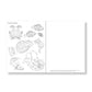 Sheet of ocean creature coloring pages on a white background