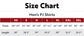 Size chart for men's PJ shirts with chest and length measurements.