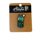 Alaska scenery with orcas on a water bottle shaped collectible pin