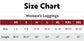 Size chart for women's leggings with size labels and corresponding measurements.