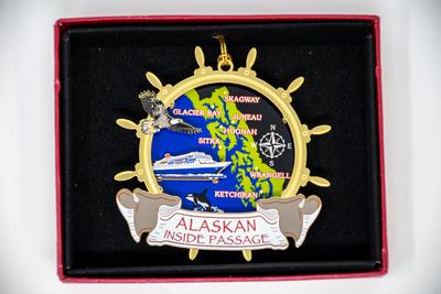 Colored Brass Ornament - Ships Wheel