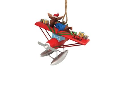 Moose On Plane Ornament