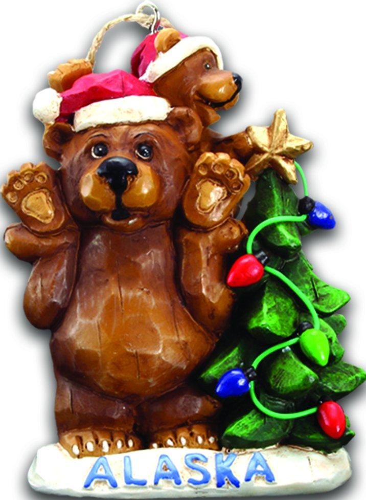  Ornament Grizzly W/Tree