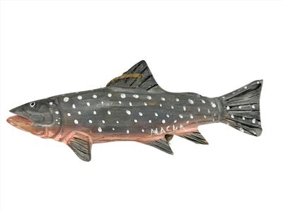 Ornament- Wood Salmon W/ Ak